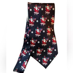 Patriotic Black Santa Tie from Hallmark silk NWT